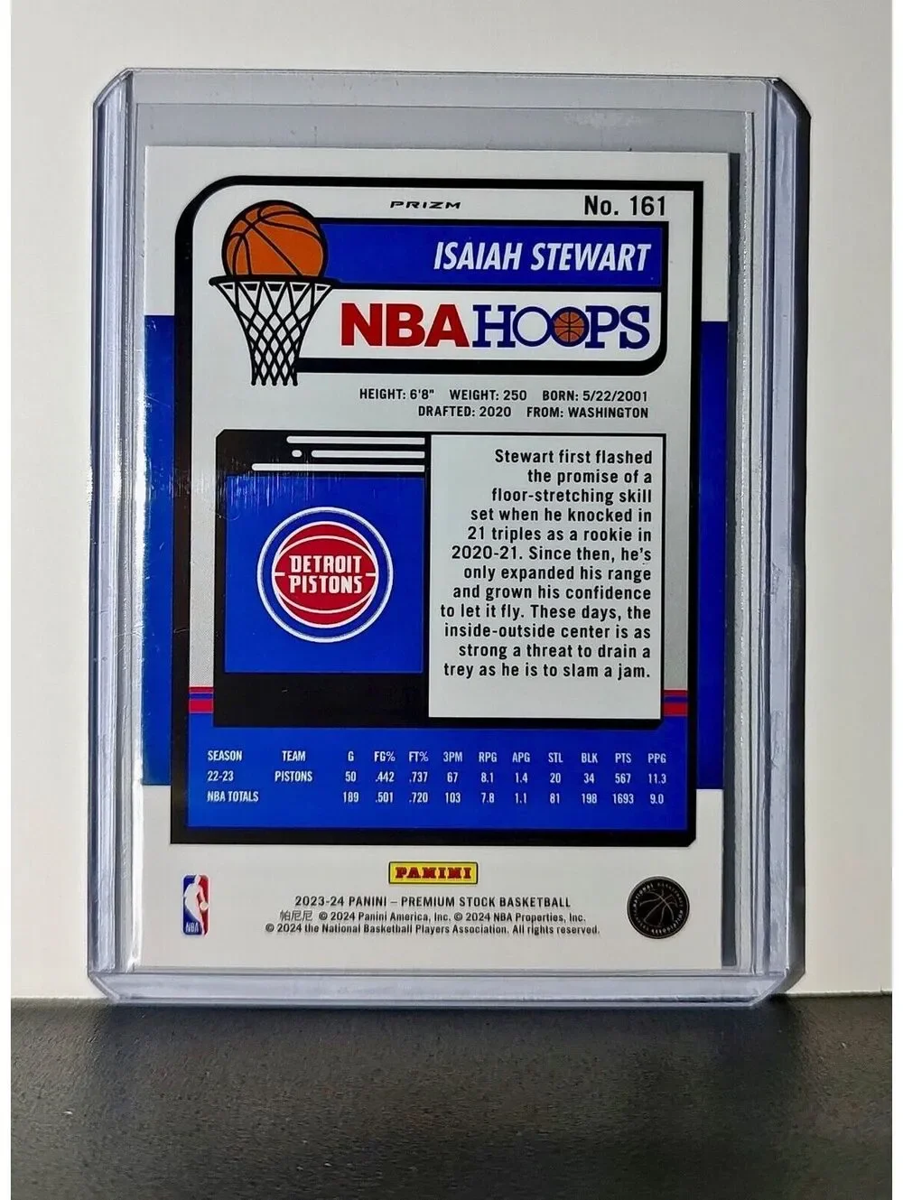 Isaiah Stewart 2023-24 Panini Premium NBA Hoops #161 Pulsar Prizm Pistons
